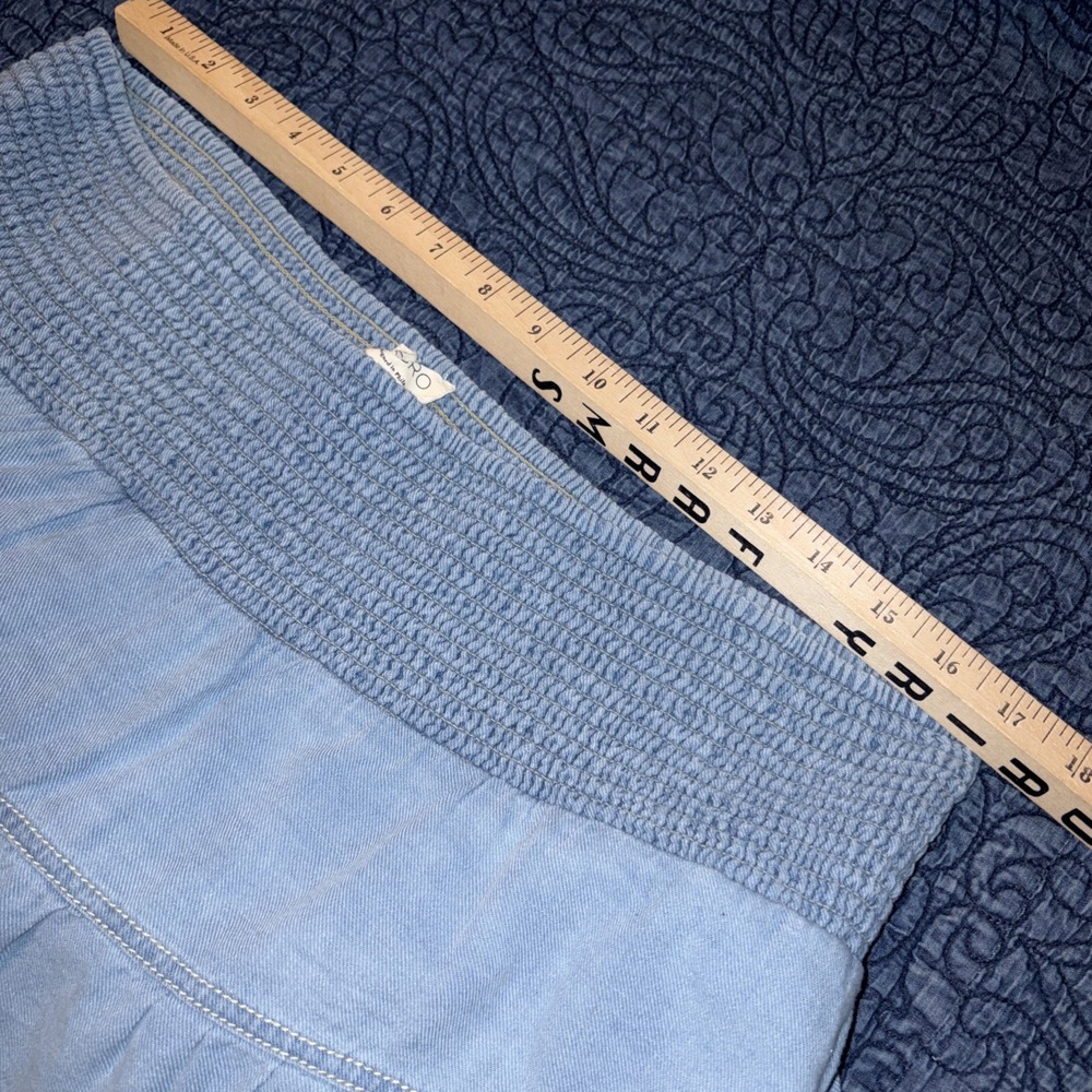 PILCRO XL Reese 100% Cotton Smocked Midi Skirt Light Denim $148 Anthropologie - Picture 12 of 14